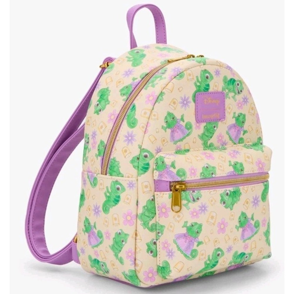 Loungefly Disney Tangled Pascal Floral Mini Backpack and Matching Wallet NWT - Picture 4 of 9
